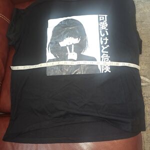 Black Graphic T-Shirt with Japanese Text